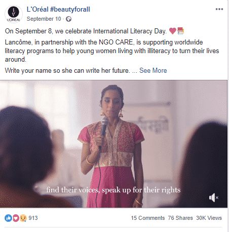 L'oreal Facebook Post