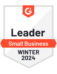 Winter 2024 Small Business Leader G2 badge for SocialBee