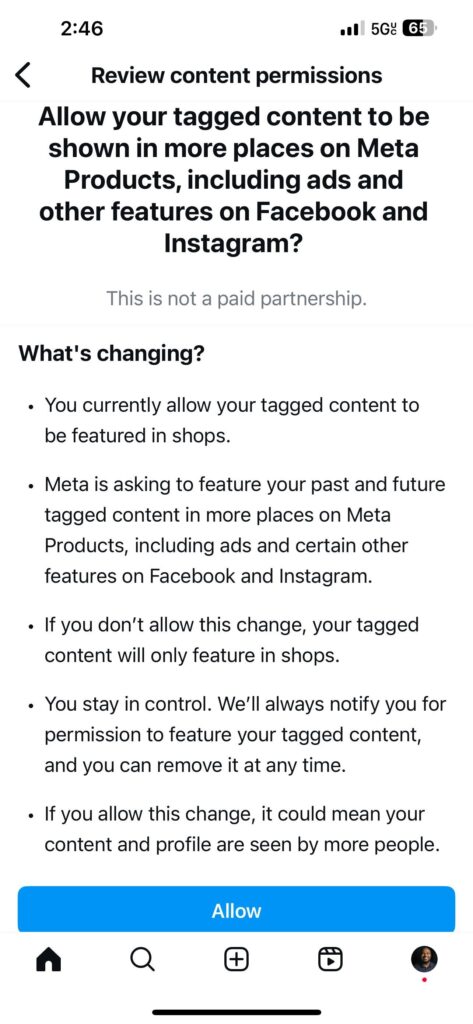 Meta tagged content permissions